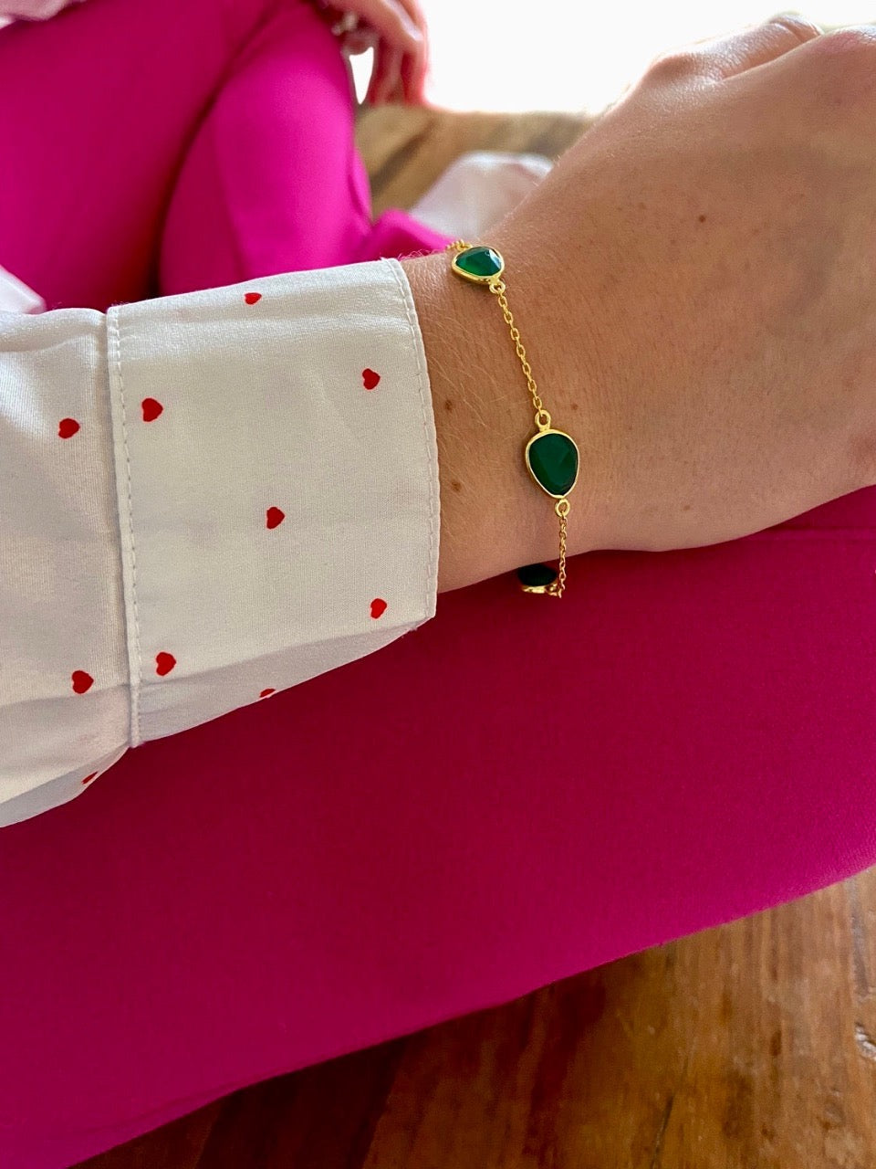 Groene Onyx geboortesteen armbandje