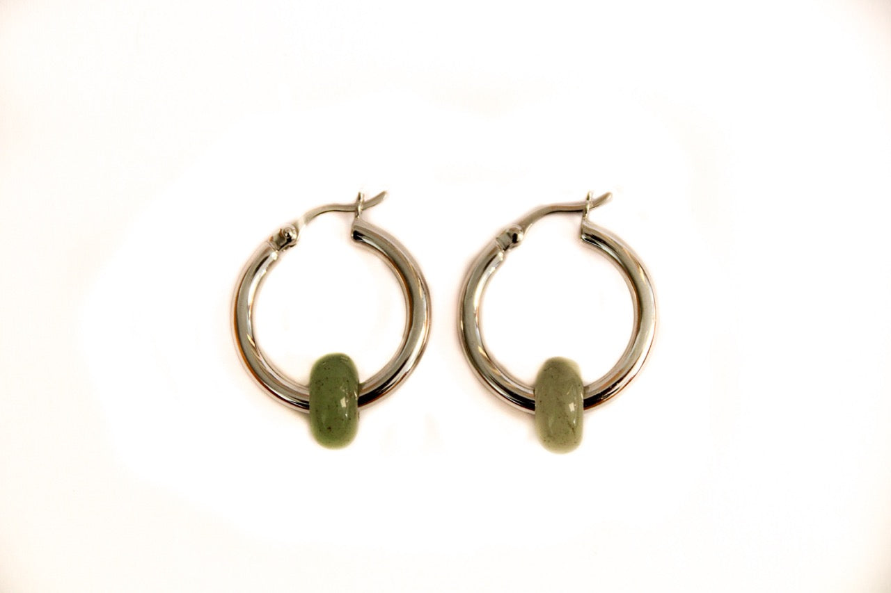 Geboortesteen oorbellen met groene aventurijn - maart