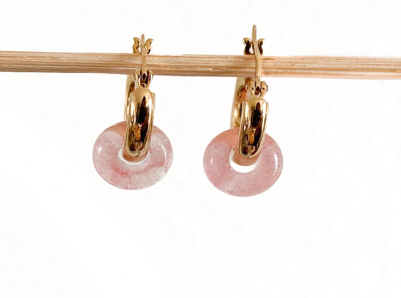 Geboortesteen oorringen met watermeloen toermalijn gold