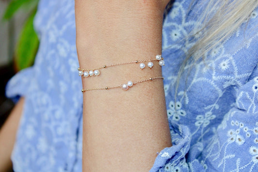 Geboortesteen armbandje met parels - juni