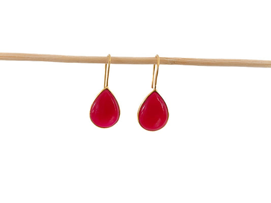 Roze Chalcedoon geboortesteen oorbellen
