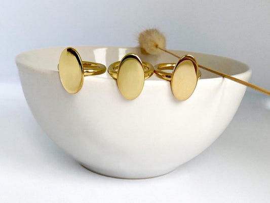 Néhlia's herinneringssieraden engravable oval ring 925 sterling silver gold plated