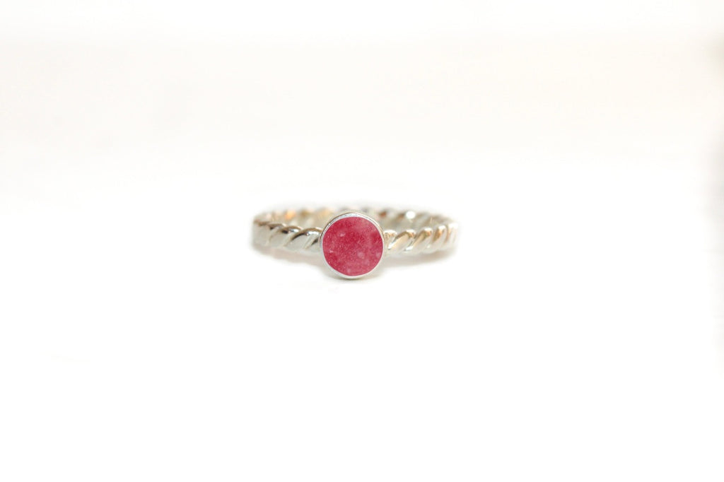 Zilveren moedermelk ring met roze hars