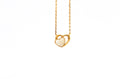Gold-plated sterling zilveren Amia ketting met twee verstrengelde harten, ingelegd met moedermelksteen van Néhlia.