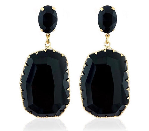 Birthstone earrings with black crystal