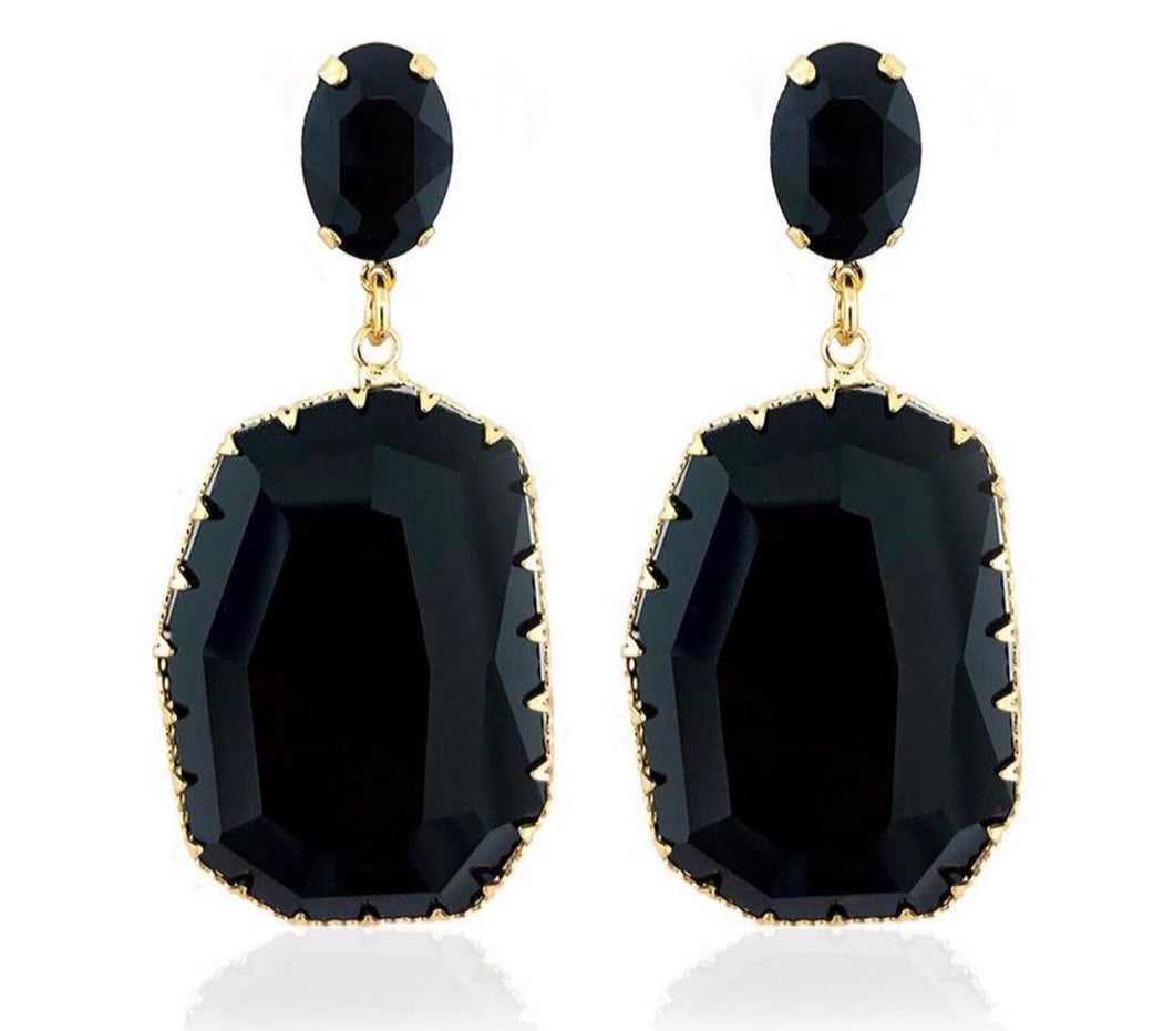 Birthstone earrings with black crystal