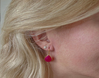 Pink chalcedony birthstone earrings