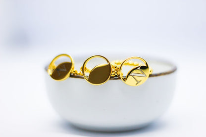 925 Sterling Silver Engravable Dots Ring - Gold Plated