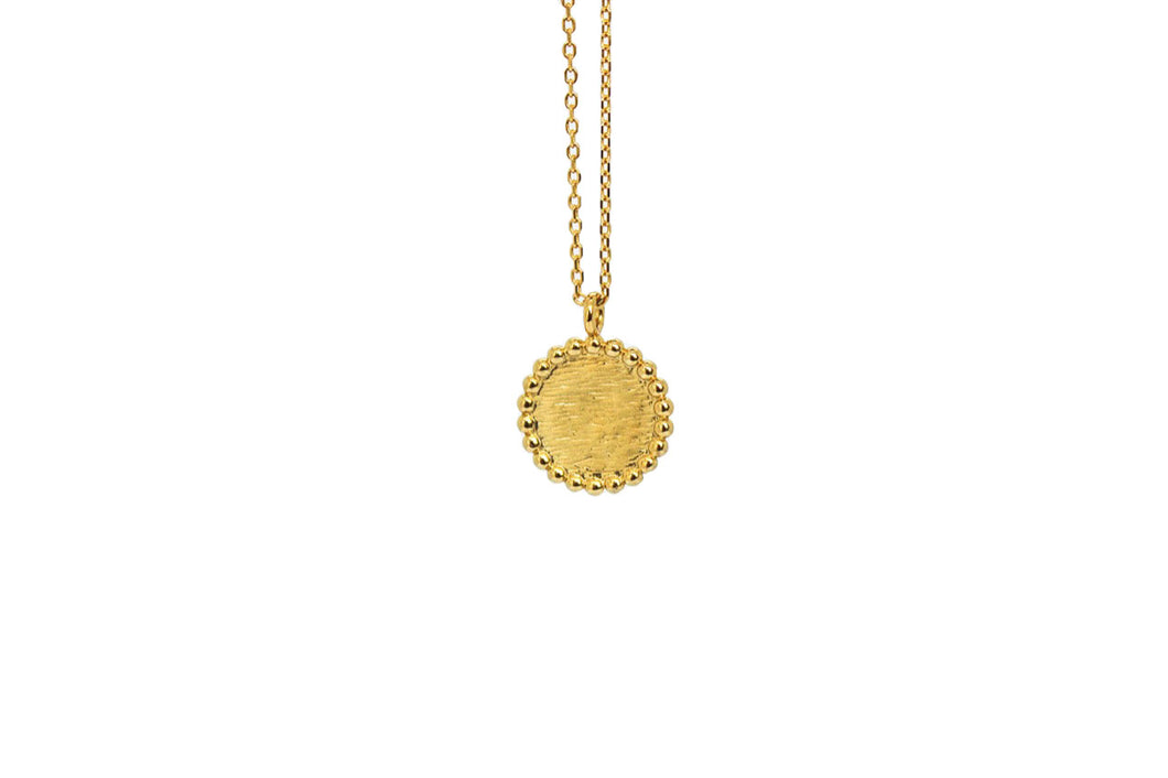 Graveerbare goldplated zilveren herinneringsketting met reliëf en bolletjes op de zijkant