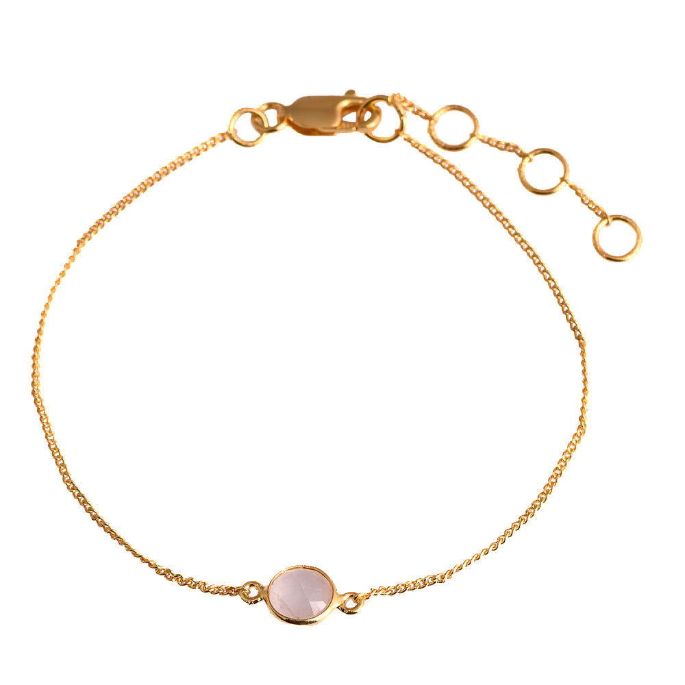 Esmé geboortesteen armbandje met zachtroze kwarts, modern strak design van Néhlia.
