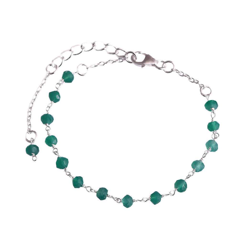 Zilveren Fae geboortesteen armbandje met diepgroene onyx, modern strak design van Néhlia.