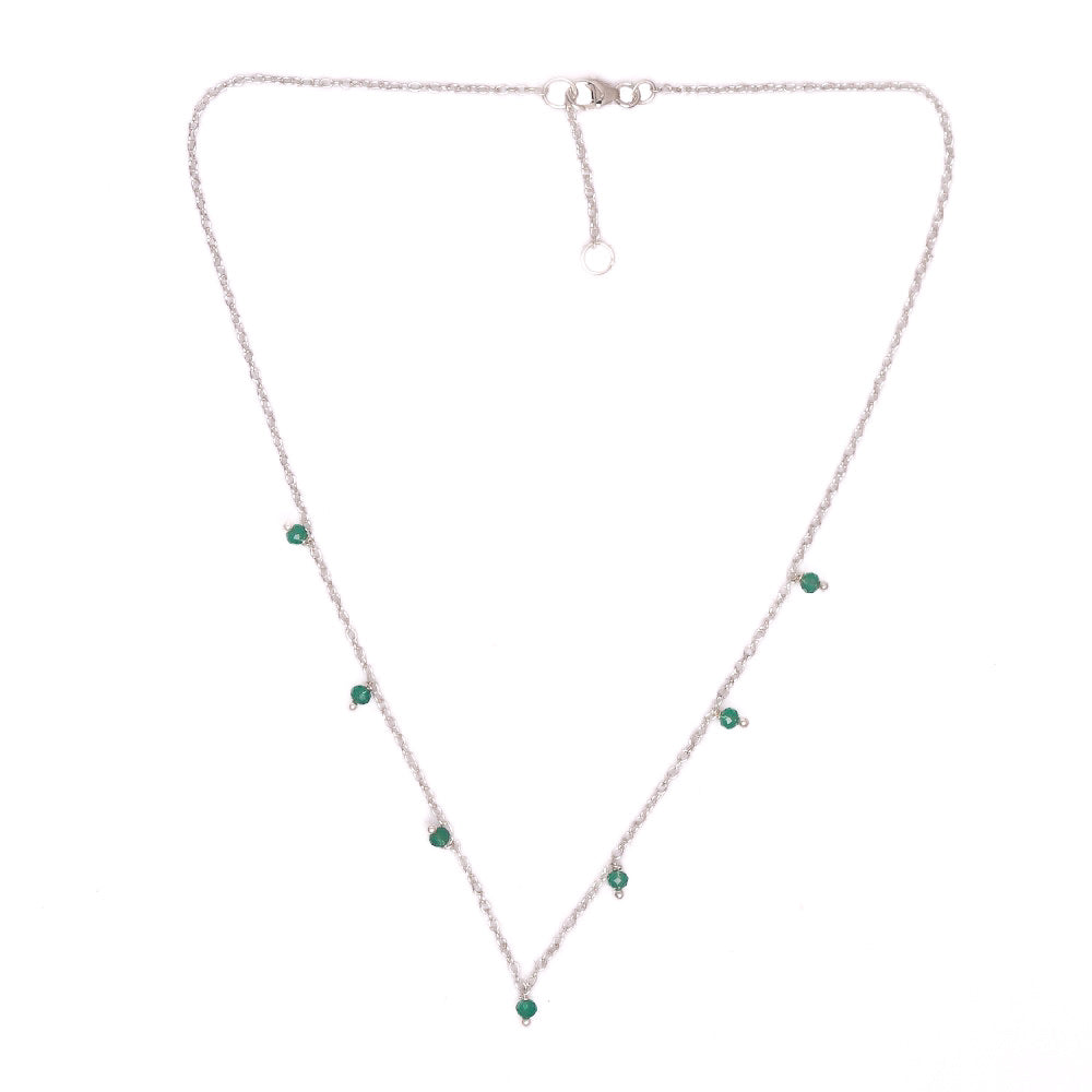 Zilveren Fae ketting met diepgroene onyx, februari geboortesteen, modern strak design van Néhlia.