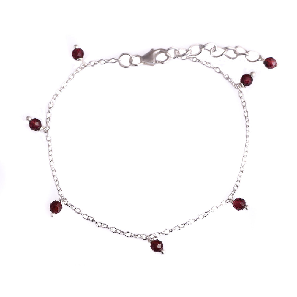 Zilveren Orb armbandje met een ronde granaat in een moderne, strak gepolijste zetting door Néhlia.